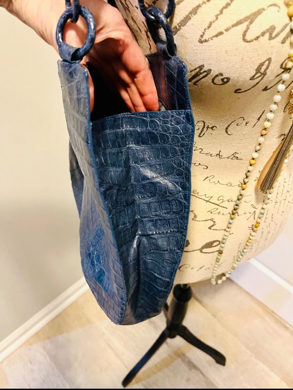 Nancy Gonzalez Blue Exotic Skin Leather Tote Luxury Bag - Picture 5 of 14